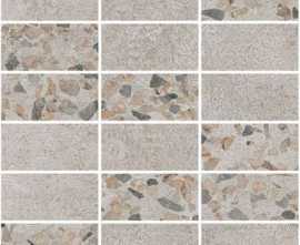 Мозаика Vitra Beton-X Beton-Terrazzo Мозаичный микс Темный Лаппато R9 Ректификат 10x5