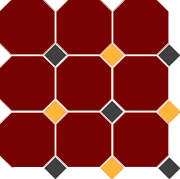 Керамогранит Top Cer Octagon 4420 OCT14+21-A Brick Red 20/Black 14 + Ochre Yellow 21 Dots
