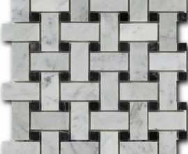 Мозаика Art&Natura Mosaico Basket Weave Bianco Carrara Nero Marquina