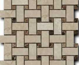 Мозаика Art&Natura Mosaico Basket Weave Botticino Fiorito Dark Imperador