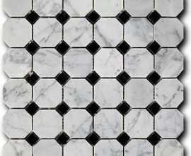 Мозаика Art&Natura Mosaico Octagon Pattern Bianco Carrara + Nero Marquina