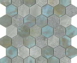 Мозаика L Antic Colonial Worn Hexagon Verdigris 30x30.5