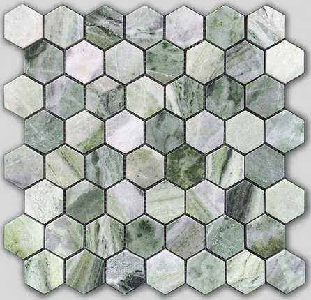 Мозаика Caramelle Mosaic Pietrine Hexagonal Onice Verde oliva POL hex 23x40x7