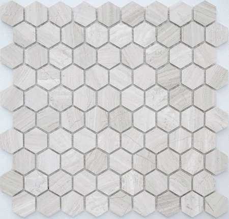 Мозаика Caramelle Mosaic Pietrine Hexagonal Travertino silver MAT hex 18x30x6 (ПУ)