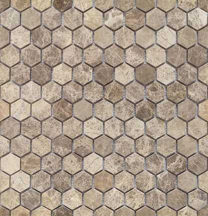 Мозаика Caramelle Mosaic Pietrine Hexagonal Emperador light MAT hex 18x30x6