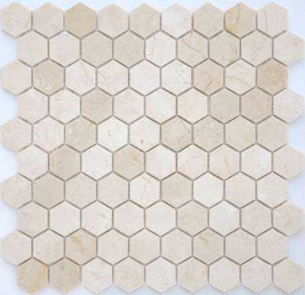 Мозаика Caramelle Mosaic Pietrine Hexagonal Crema Marfil MAT hex 18x30x6