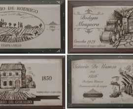 Плитка настенная Fabresa Ceramics Biselado Eclectic Hueso Wine Labels Decor Mix