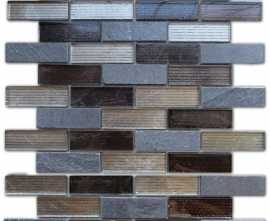 Мозаика Caramelle Mosaic Naturelle Alcantara Nero 23x73x8