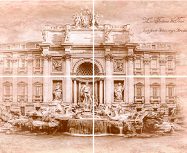 Панно настенное Терракота Travertin Fontana di Trevi Кремовое (компл. из 4х пл.)