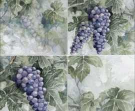 Панно настенное Absolut Keramika Monocolor 10х10 Milano Set Acuarela Uvas A 4шт в компл