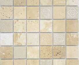 Мозаика Caramelle Mosaic Art Stone Art Travertino beige MAT 48x48x8