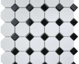 Мозаика Starmosaic Homework Керамическая Мозаика Octagon small White-Black Matt