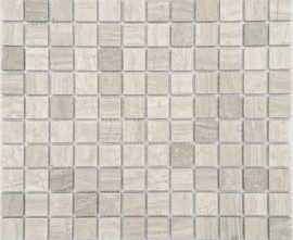 Мозаика Caramelle Mosaic Pietrine Travertino Silver MAT 23x23x4 (PET)