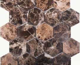 Мозаика Starmosaic Wild Stone мраморная мозаика Hexagon Dark Emperador Polished