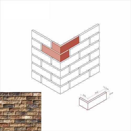 Искусственный камень White Hills 318-45 Брюгге брик Угол 8x19x6.5