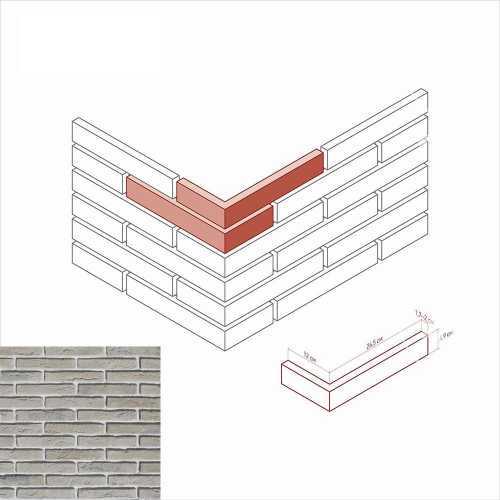 Искусственный камень White Hills 384-15 Остия брик Design Угол 12x26.5x4.9