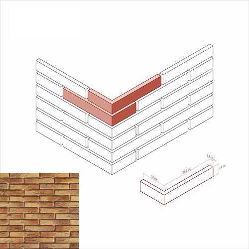 Искусственный камень White Hills 380-65 Остия брик Угол 12x26.5x4.9