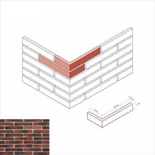 Искусственный камень White Hills 380-75 Остия брик угол 12x26.5x4.9