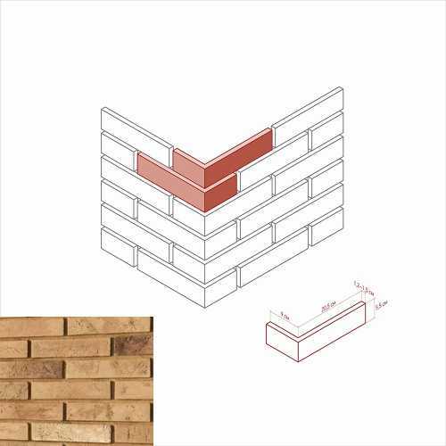 Искусственный камень White Hills 350-05 Терамо брик Угол 9x20,5x5.5