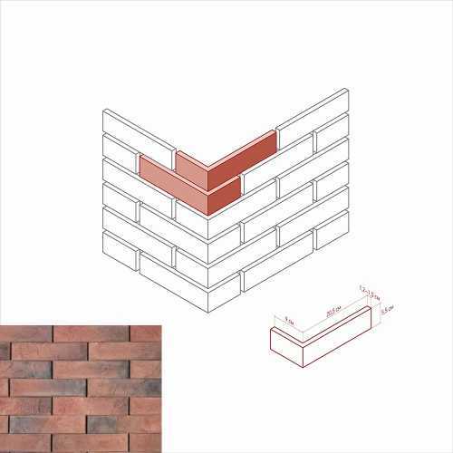 Искусственный камень White Hills 354-95 Терамо брик Угол 9x20,5x5.5