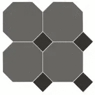 Мозаика Metlah.Store Йорк Сетка Октагон Темно-Серый / Квадрат Черный 305x305