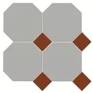 Мозаика Metlah.Store Йорк Сетка Октагон Серый / Квадрат Красный 305x305