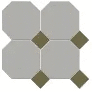 Мозаика Metlah.Store Йорк Сетка Октагон Серый / Квадрат Зеленый 305x305