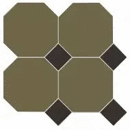 Мозаика Metlah.Store Йорк Сетка Октагон Зеленый / Квадрат Черный 305x305