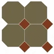 Мозаика Metlah.Store Йорк Сетка Октагон Зеленый / Квадрат Красный 305x305