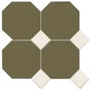 Мозаика Metlah.Store Йорк Сетка Октагон Зеленый / Квадрат Белый 305x305