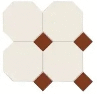 Мозаика Metlah.Store Йорк Сетка Октагон Белый / Квадрат Красный 305x305