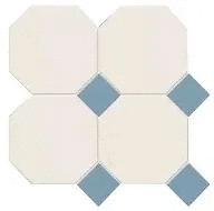 Мозаика Metlah.Store Йорк Сетка Октагон Белый / Квадрат Голубой 305x305