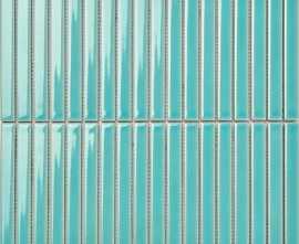 Мозаика Porcelain mosaic Strip Mosaic 1.5х14.5 Y15FW30 небесный глянцевый 29.4х31.3